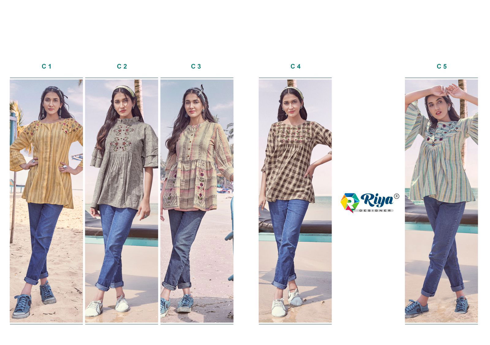 Riya Coaster Western Ethnic Wear Weaving Fancy Top Collection